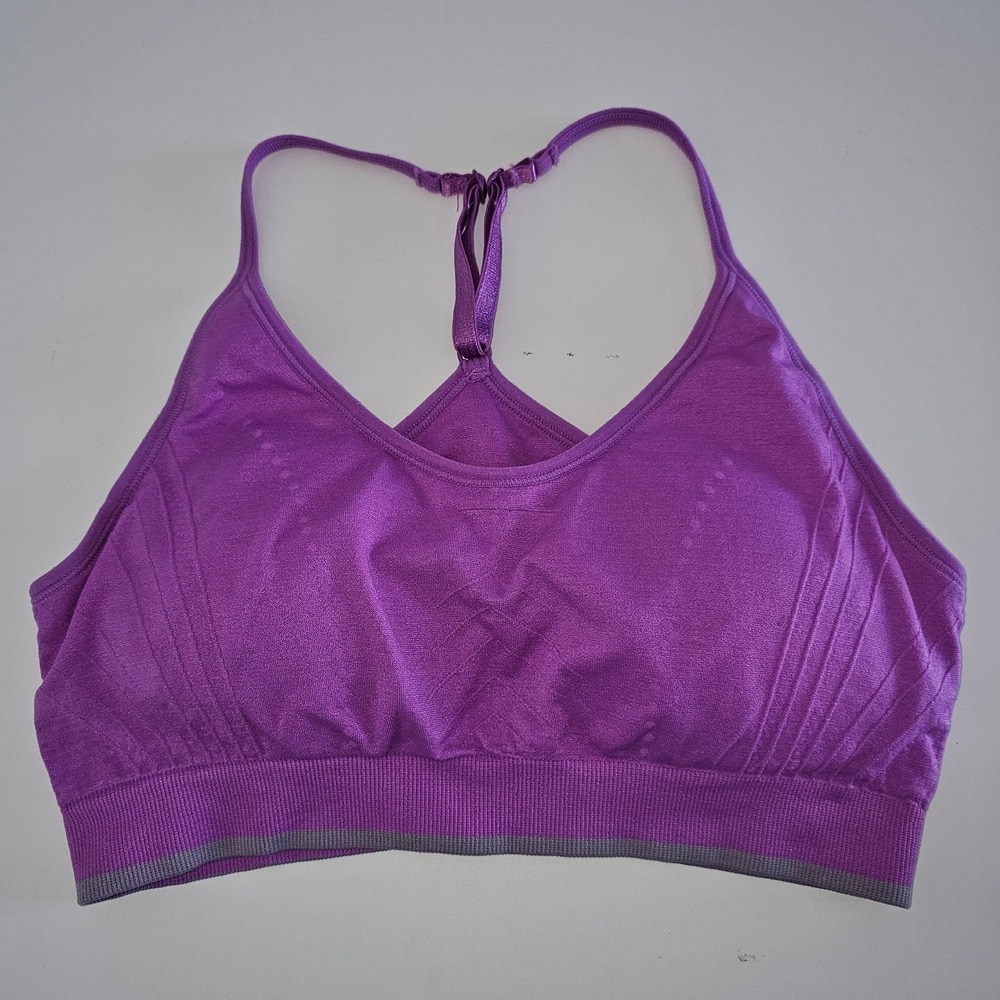 Aerodynamics Purple Racerback Sports Bra Wireless Support Size L